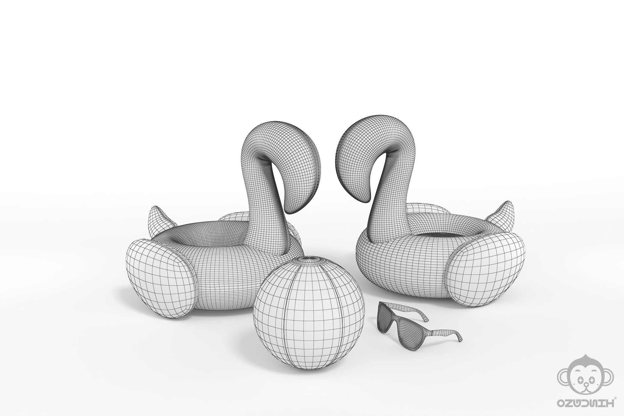 Pink Flamingo Pool Float 3D model_9