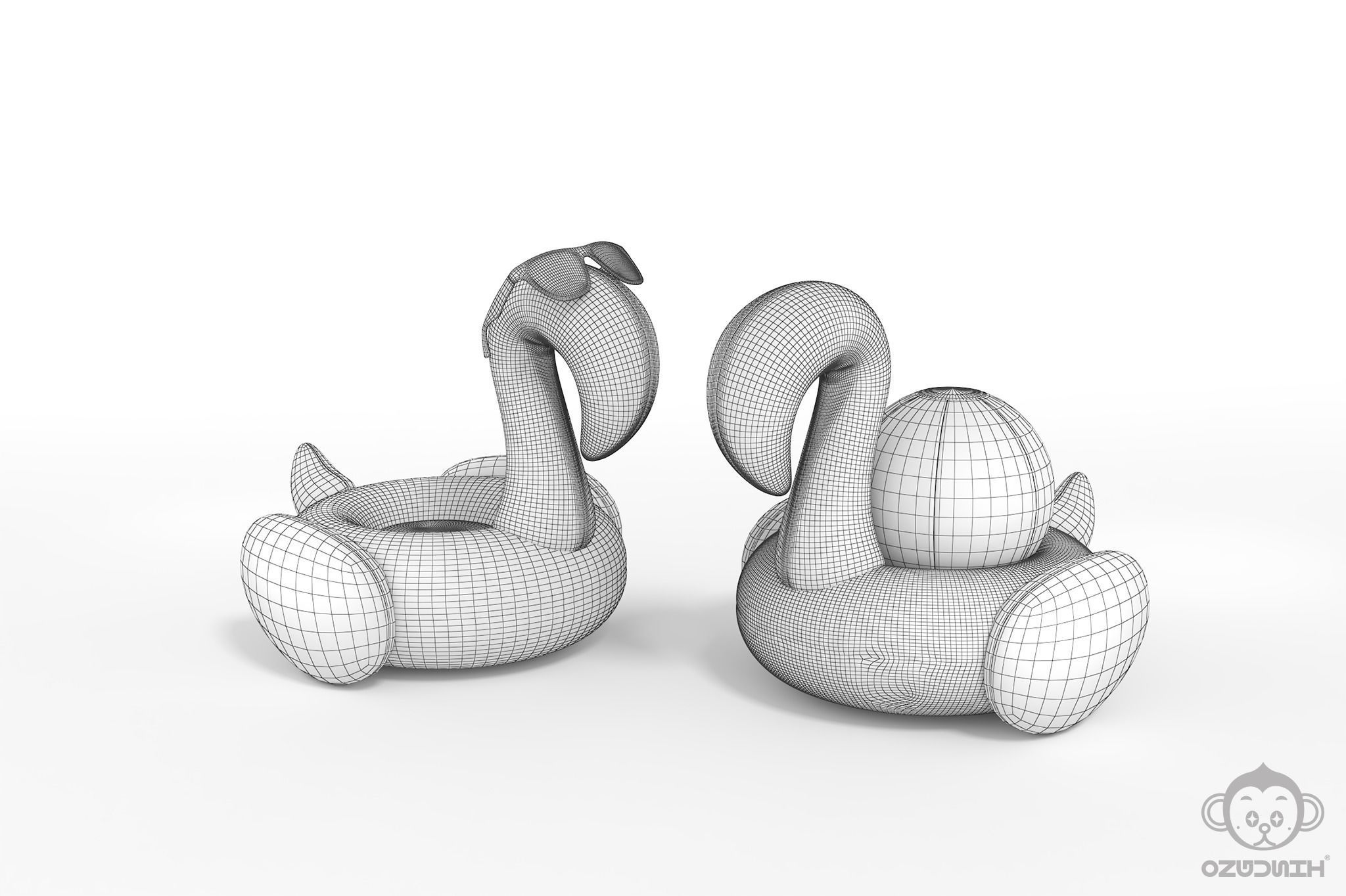 Pink Flamingo Pool Float 3D model_8