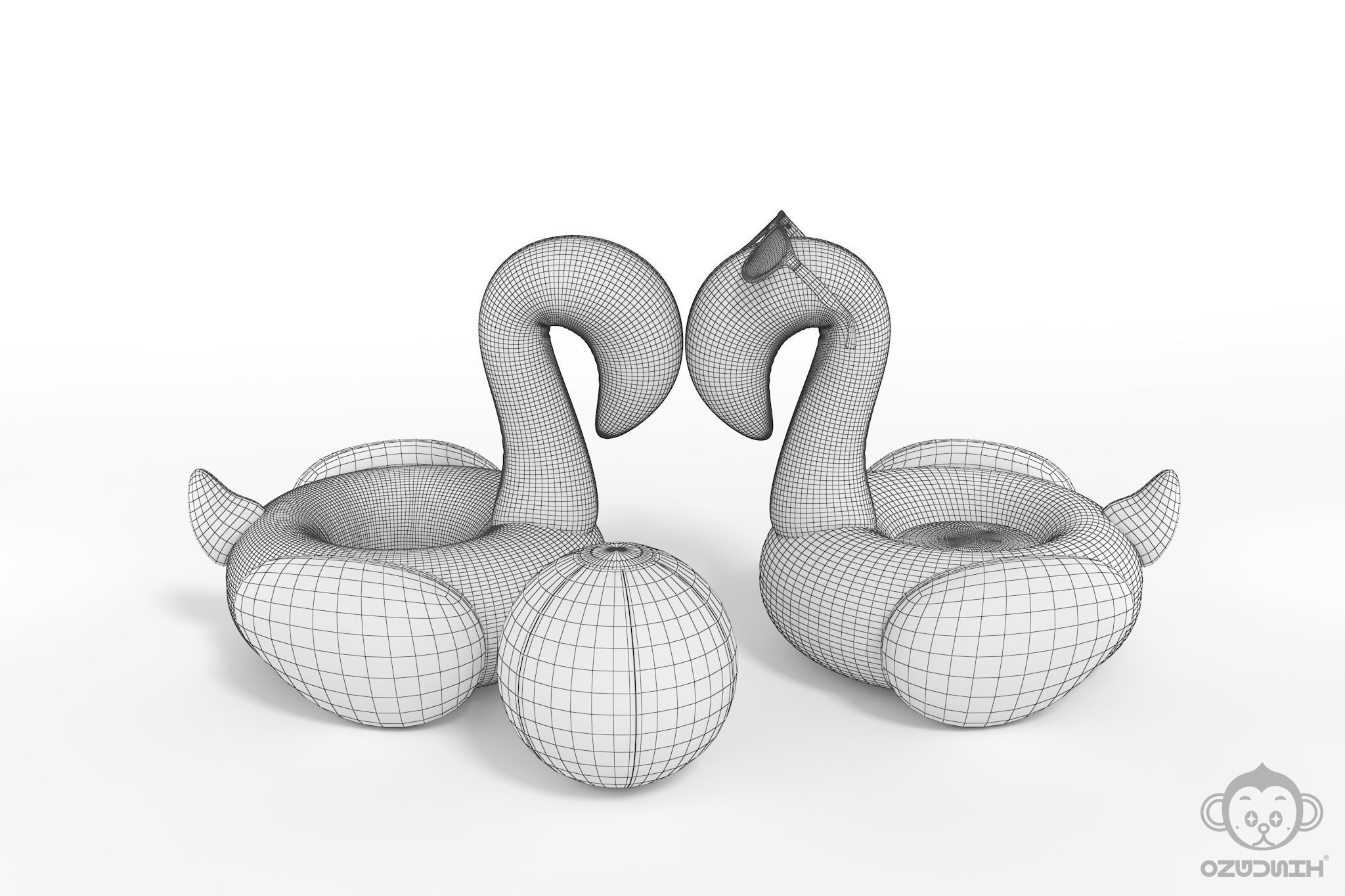 Pink Flamingo Pool Float 3D model_13