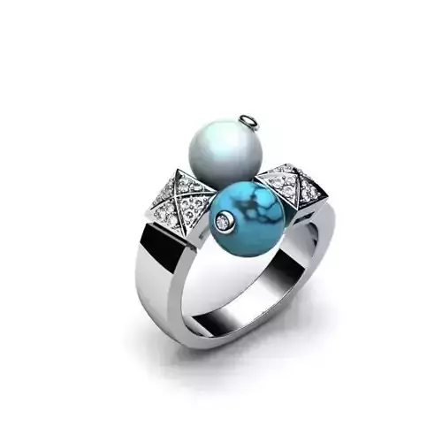 ring 3 silver with turquoise stone