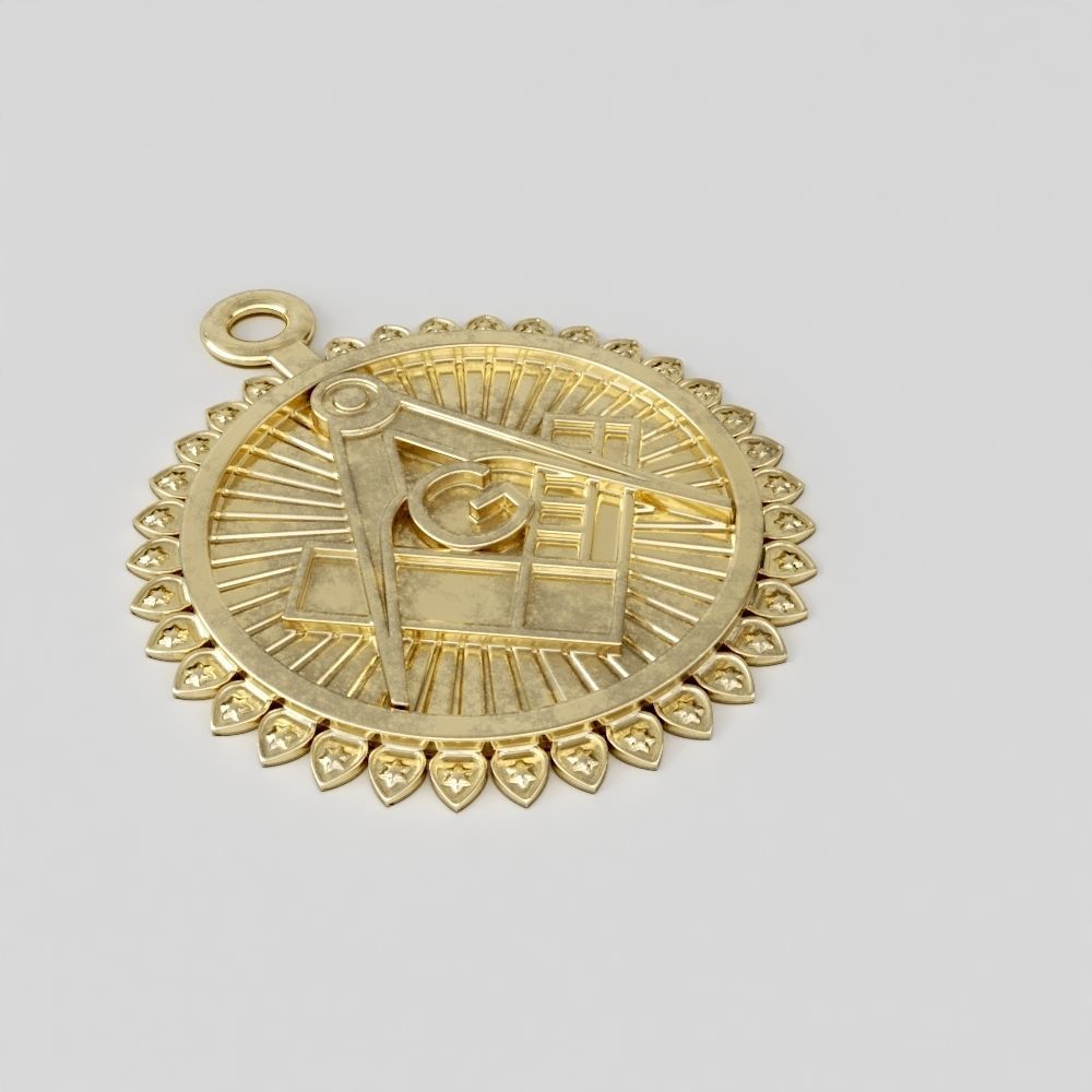 Masonic pendant 05 3D print model_4
