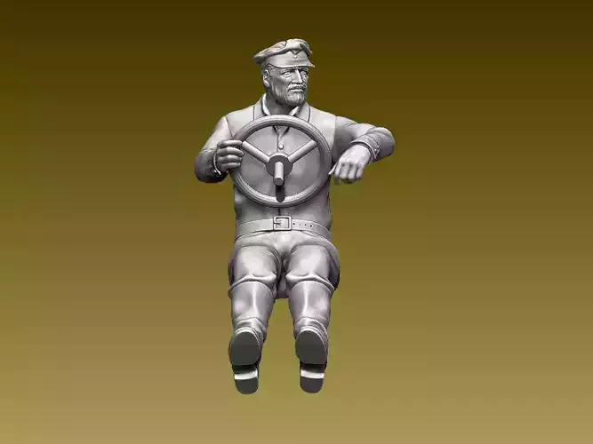 driver statue of man on steering wheel 3D print model