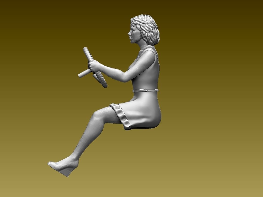 driver woman on steering wheel 3D print model_13