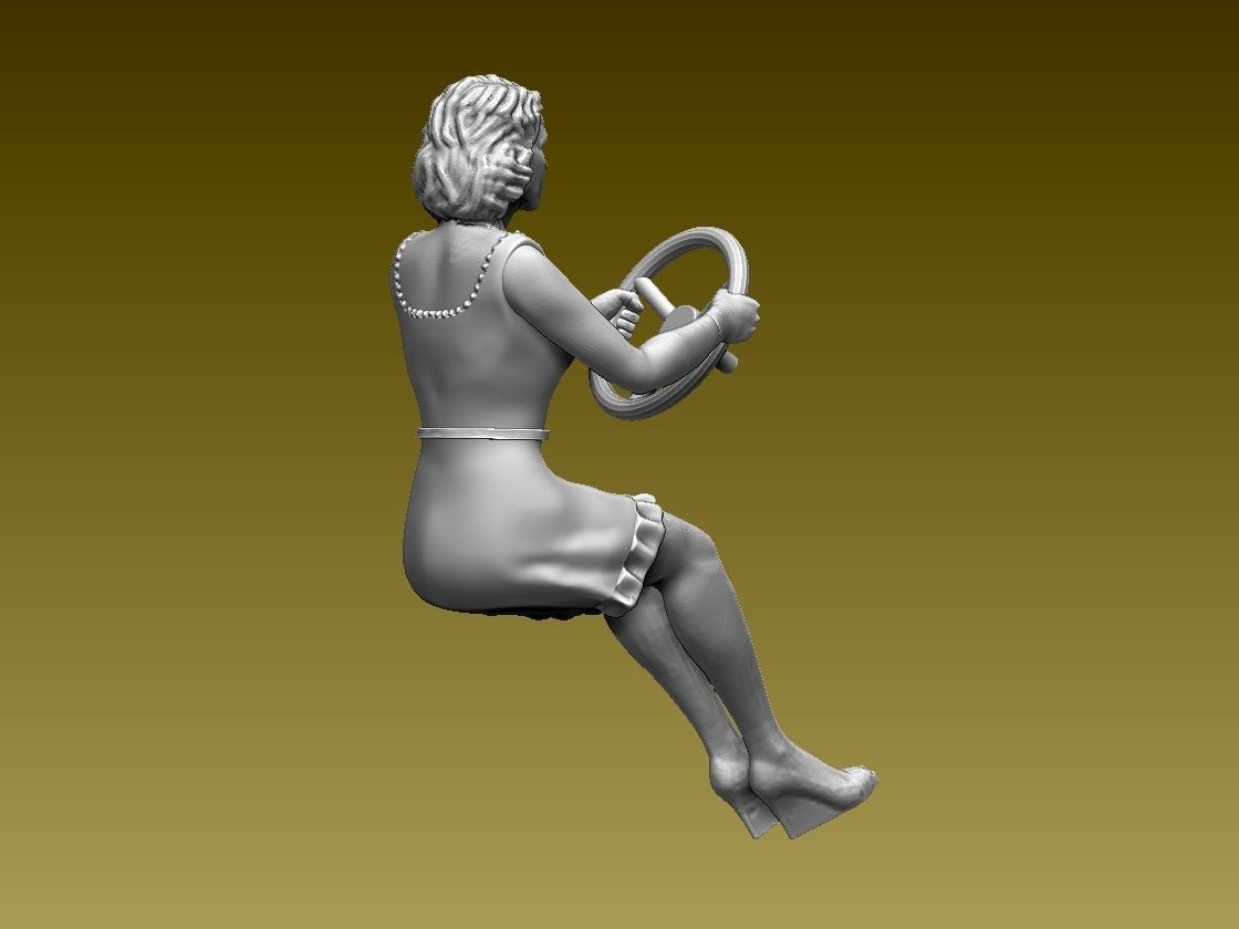 driver woman on steering wheel 3D print model_17