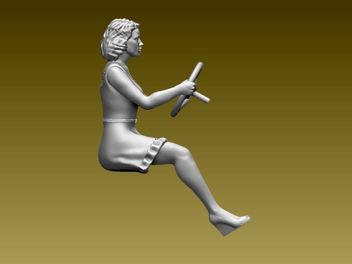 driver woman on steering wheel 3D print model_25