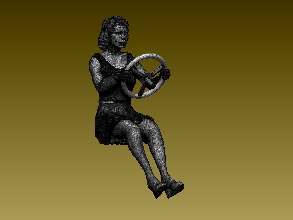 driver woman on steering wheel 3D print model_52