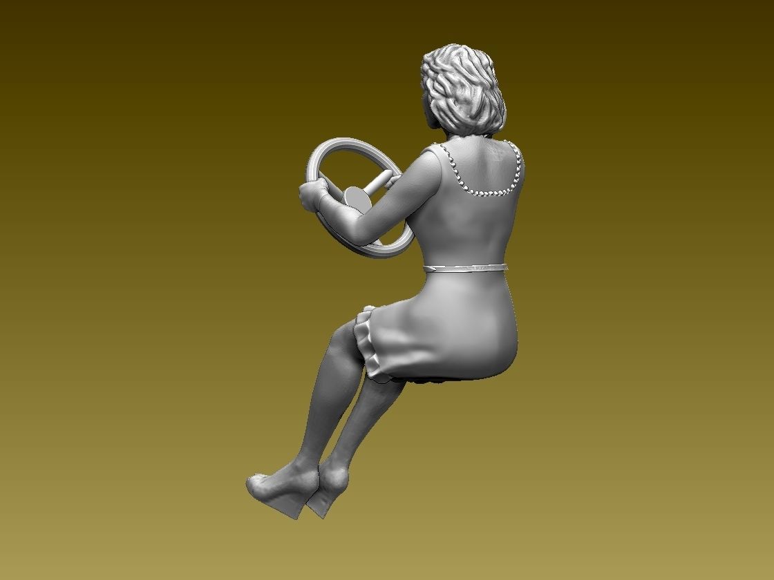 driver woman on steering wheel 3D print model_77