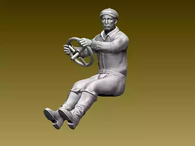 driver man on steering wheel 3D print model