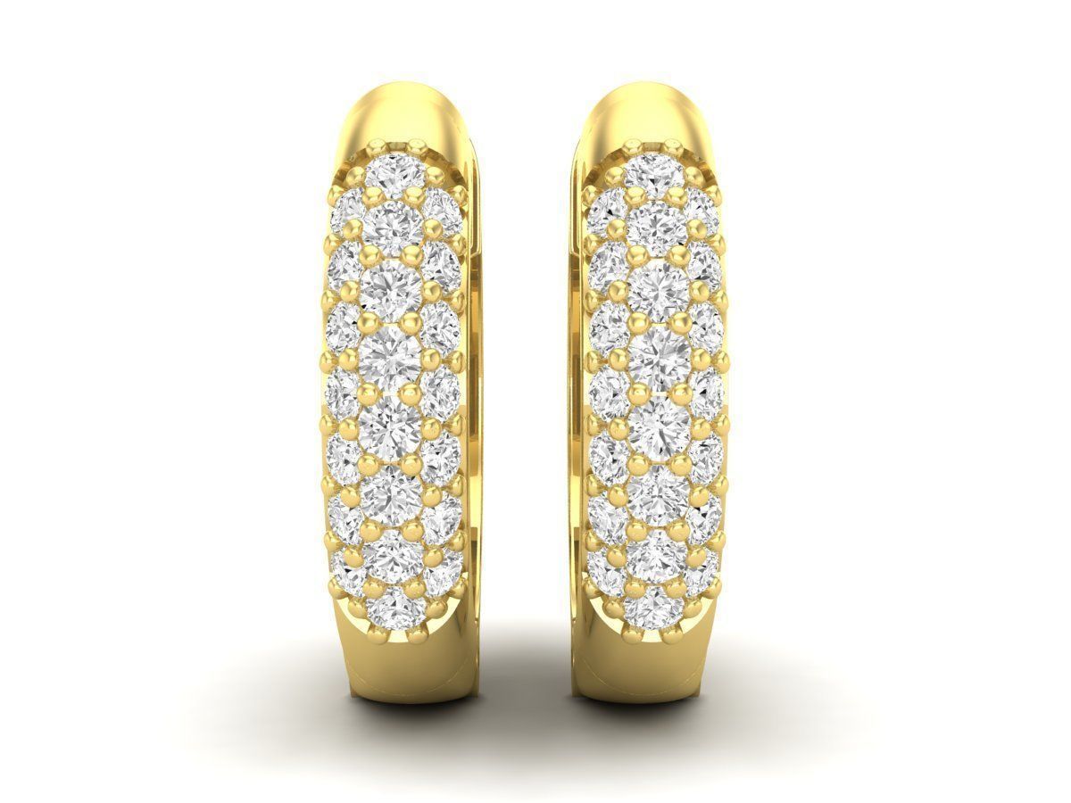 Diamond Huggies Hoop earrings for woman 3D print model_9