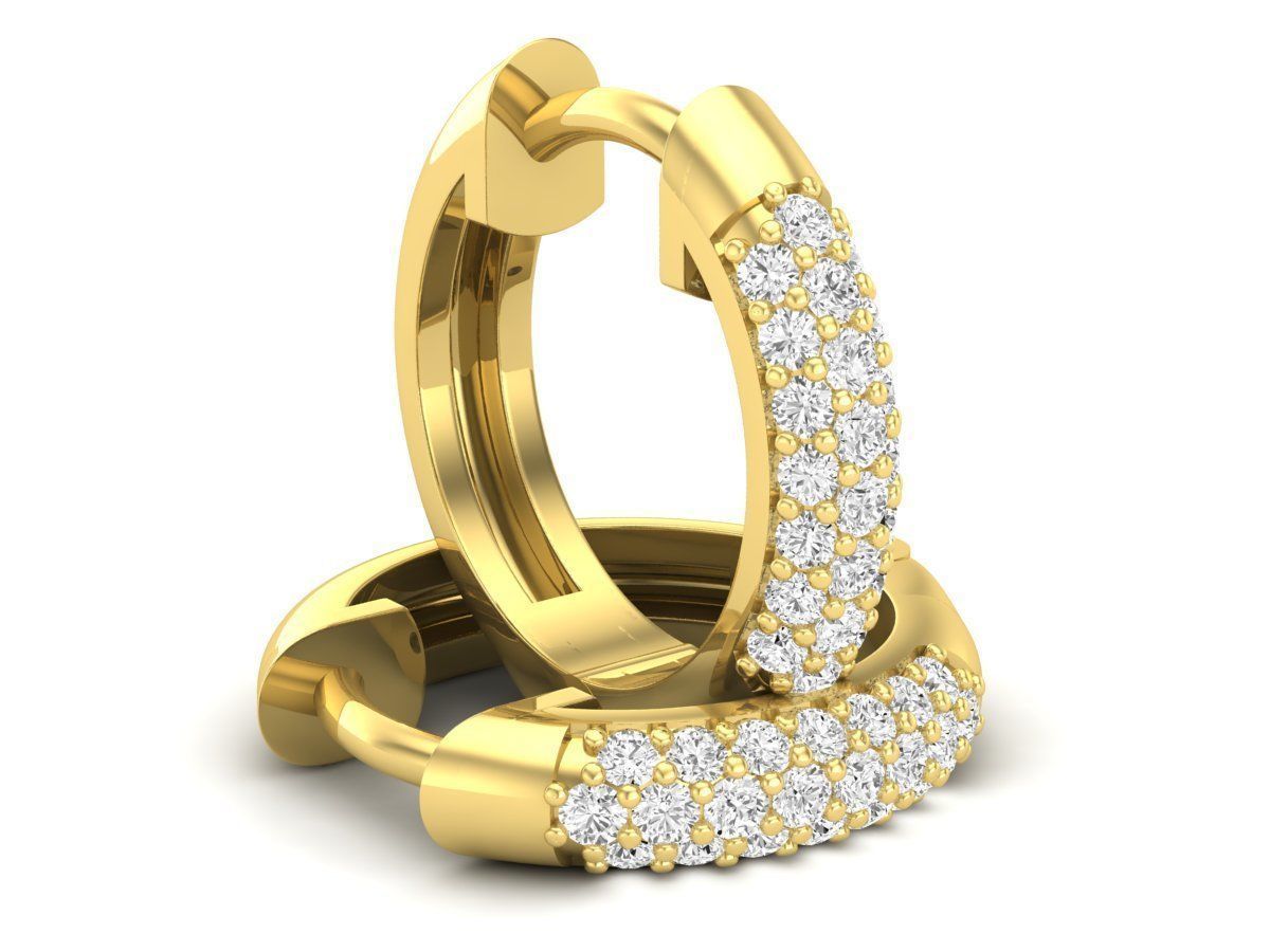 Diamond Huggies Hoop earrings for woman 3D print model_3