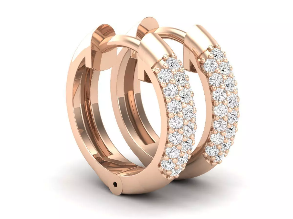 Diamond Huggies Hoop earrings for woman 3D print model_0