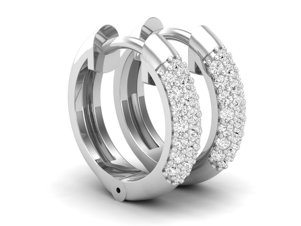 Diamond Huggies Hoop earrings for woman 3D print model_2