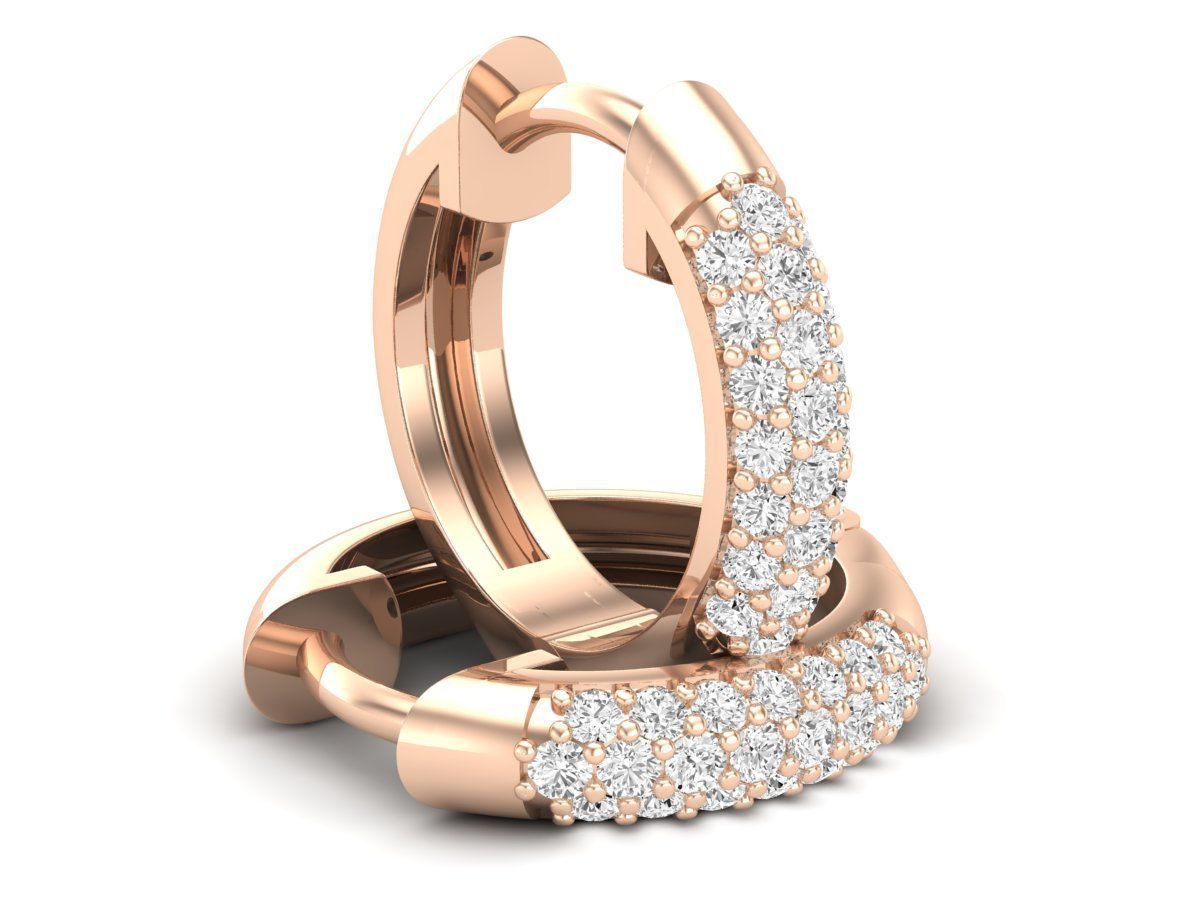 Diamond Huggies Hoop earrings for woman 3D print model_5