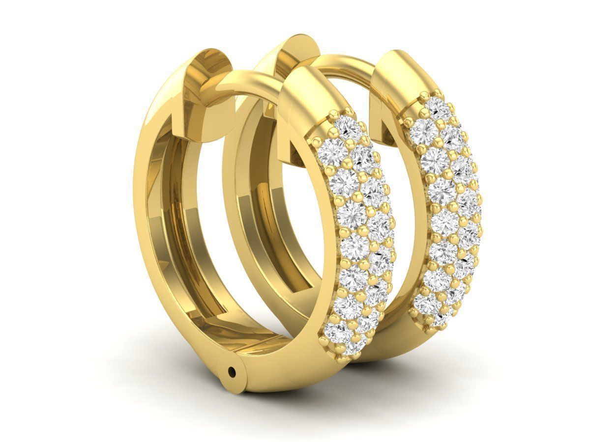 Diamond Huggies Hoop earrings for woman 3D print model_1