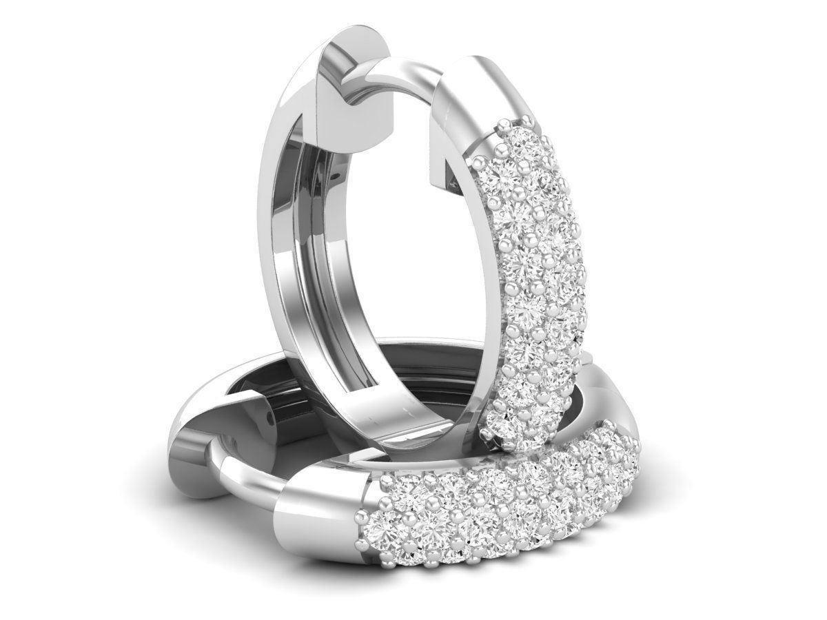 Diamond Huggies Hoop earrings for woman 3D print model_4