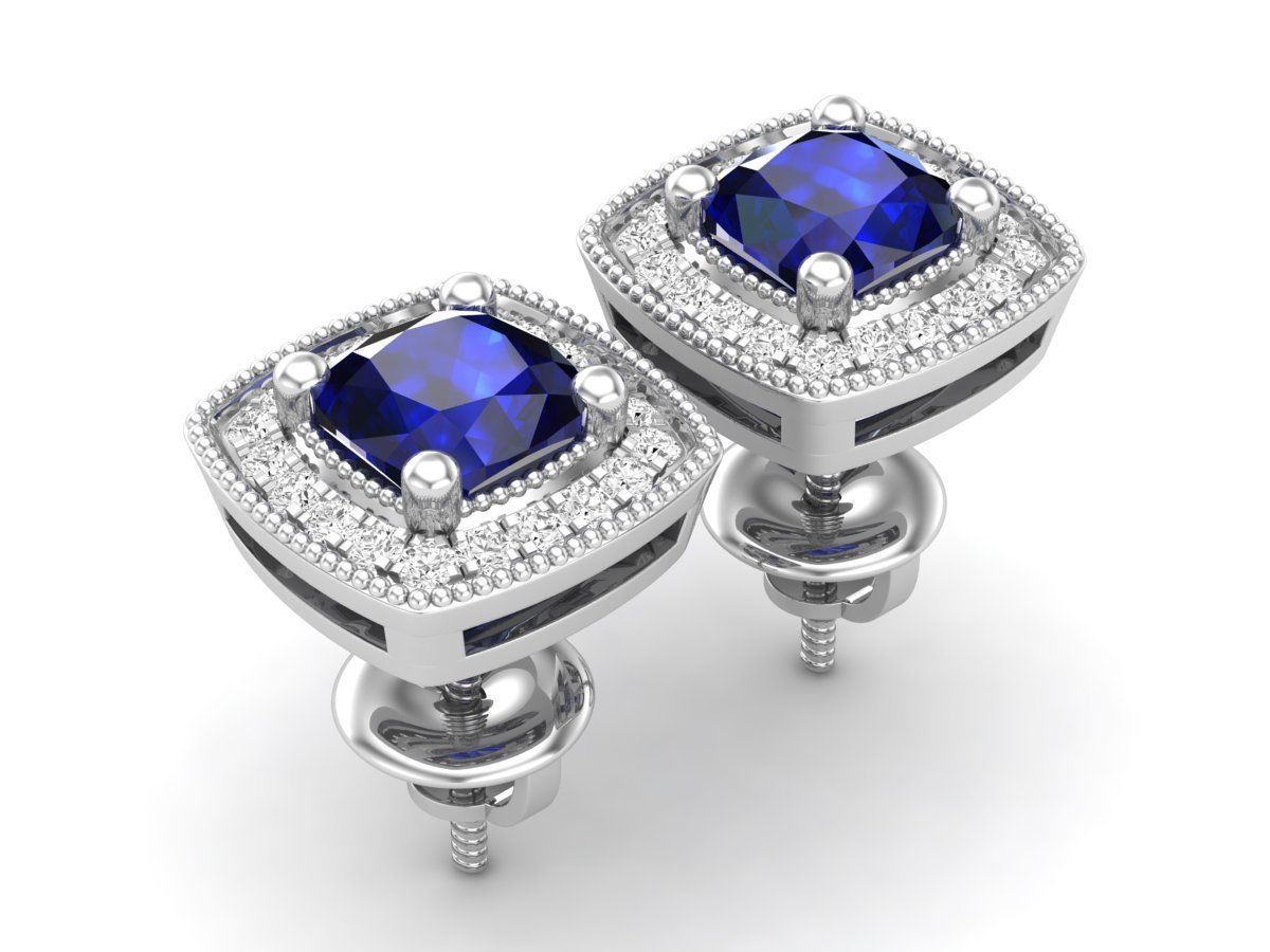 Diamond earrings for woman 3D print model_4
