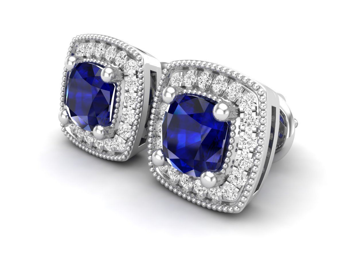 Diamond earrings for woman 3D print model_2