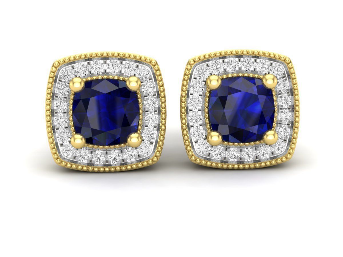 Diamond earrings for woman 3D print model_9