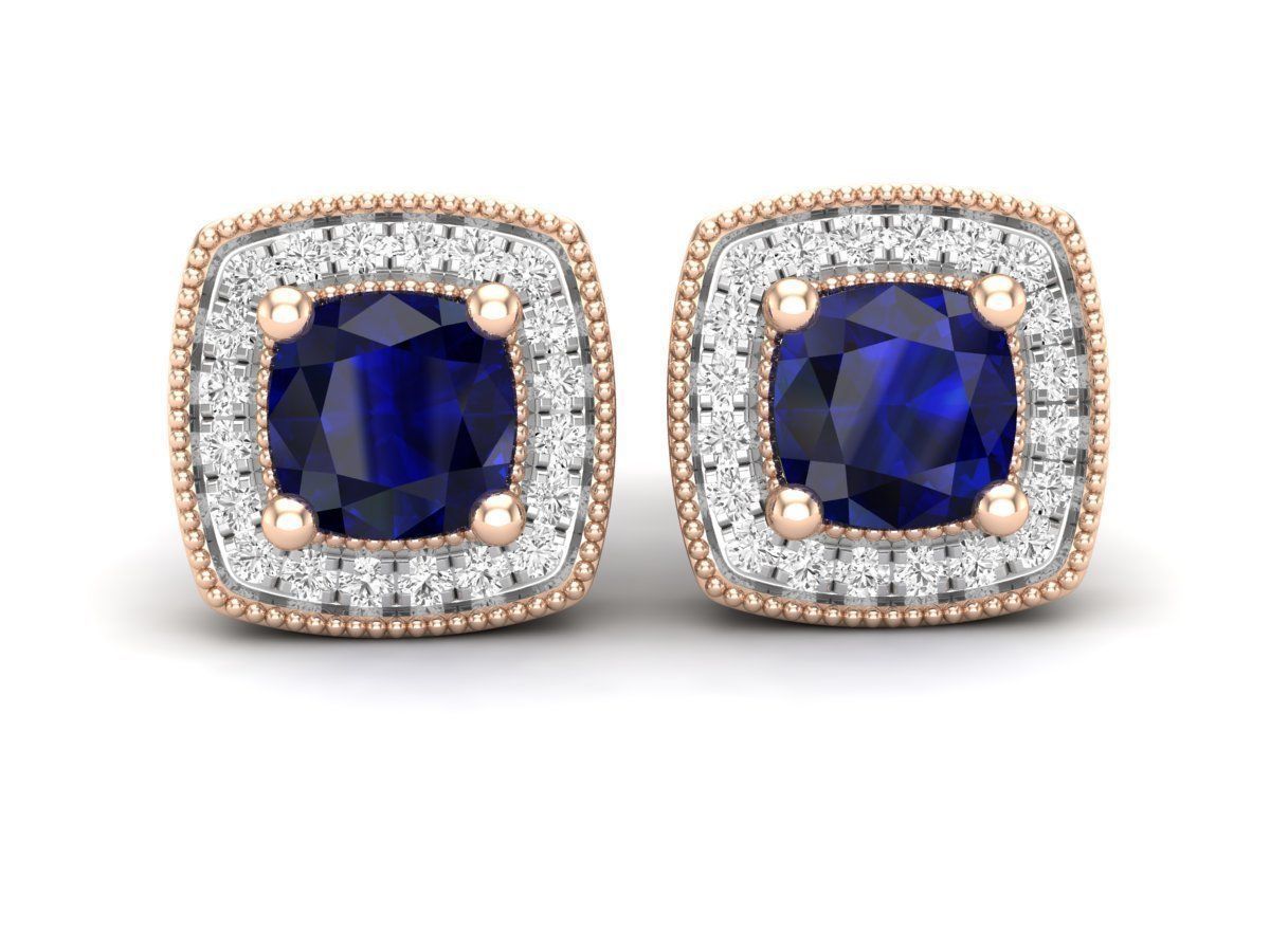 Diamond earrings for woman 3D print model_8