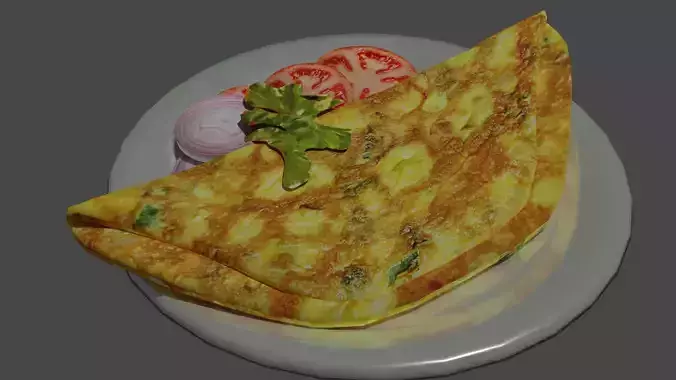omelette on plate Free low-poly 3D model