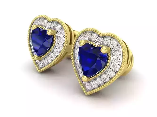 heart shape Diamond earrings for woman 3D print model
