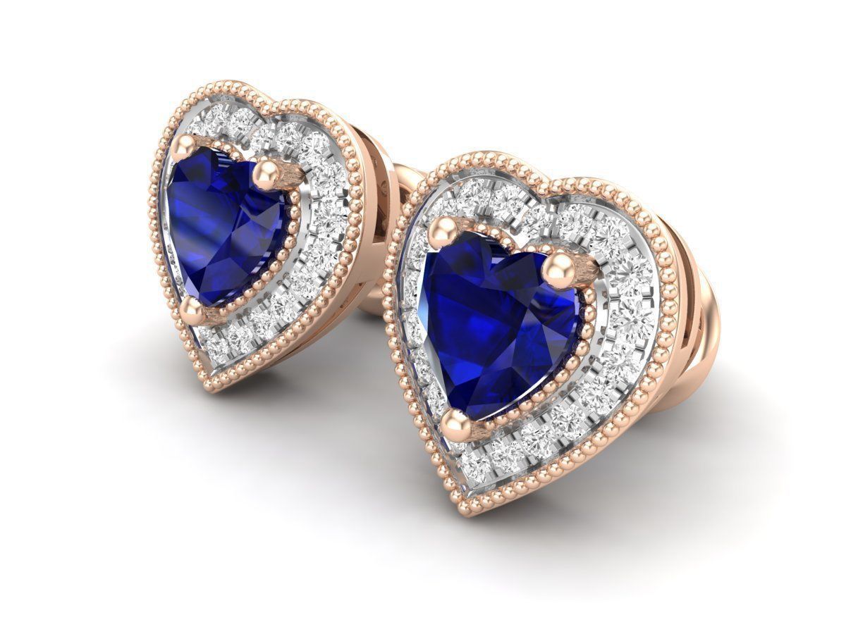 heart shape Diamond earrings for woman 3D print model_2