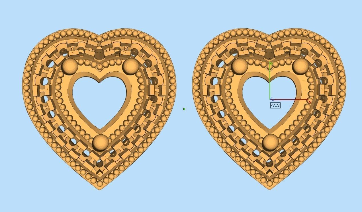 heart shape Diamond earrings for woman 3D print model_6