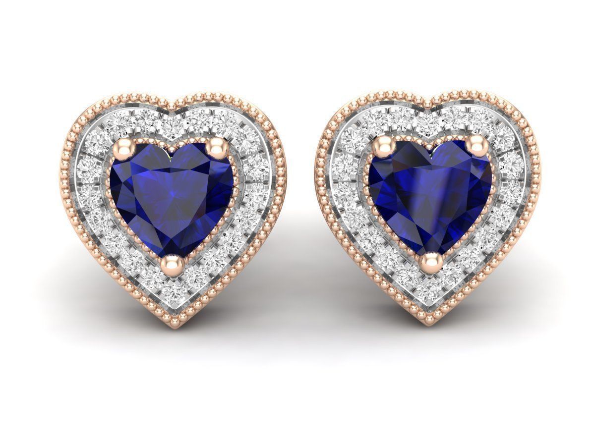 heart shape Diamond earrings for woman 3D print model_8