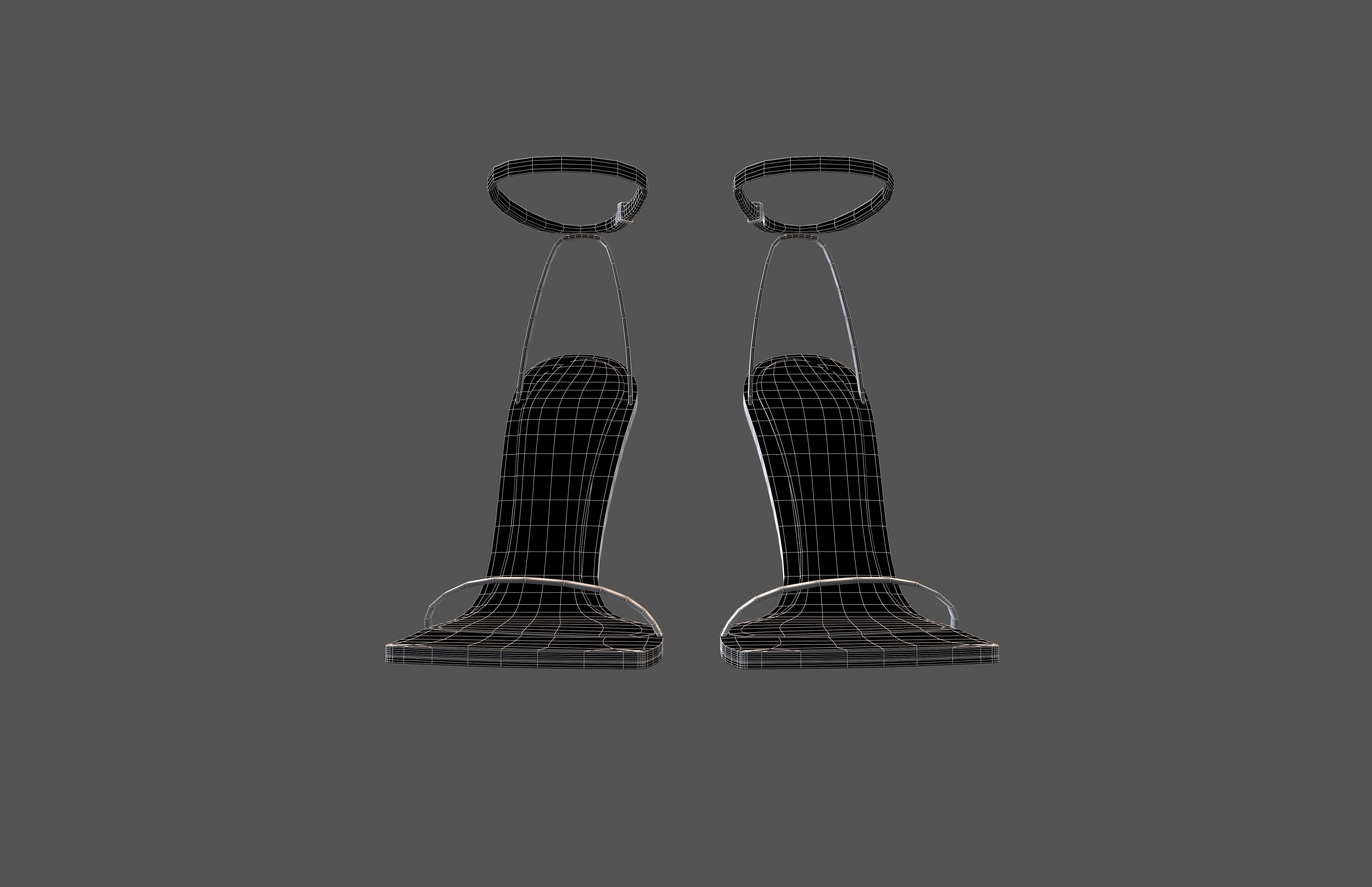 Square Toe Leather Sandals v1 003 Low-poly 3D model_5