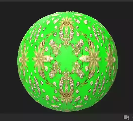 Vintage golden doodles Surface PBR Texture on green background 