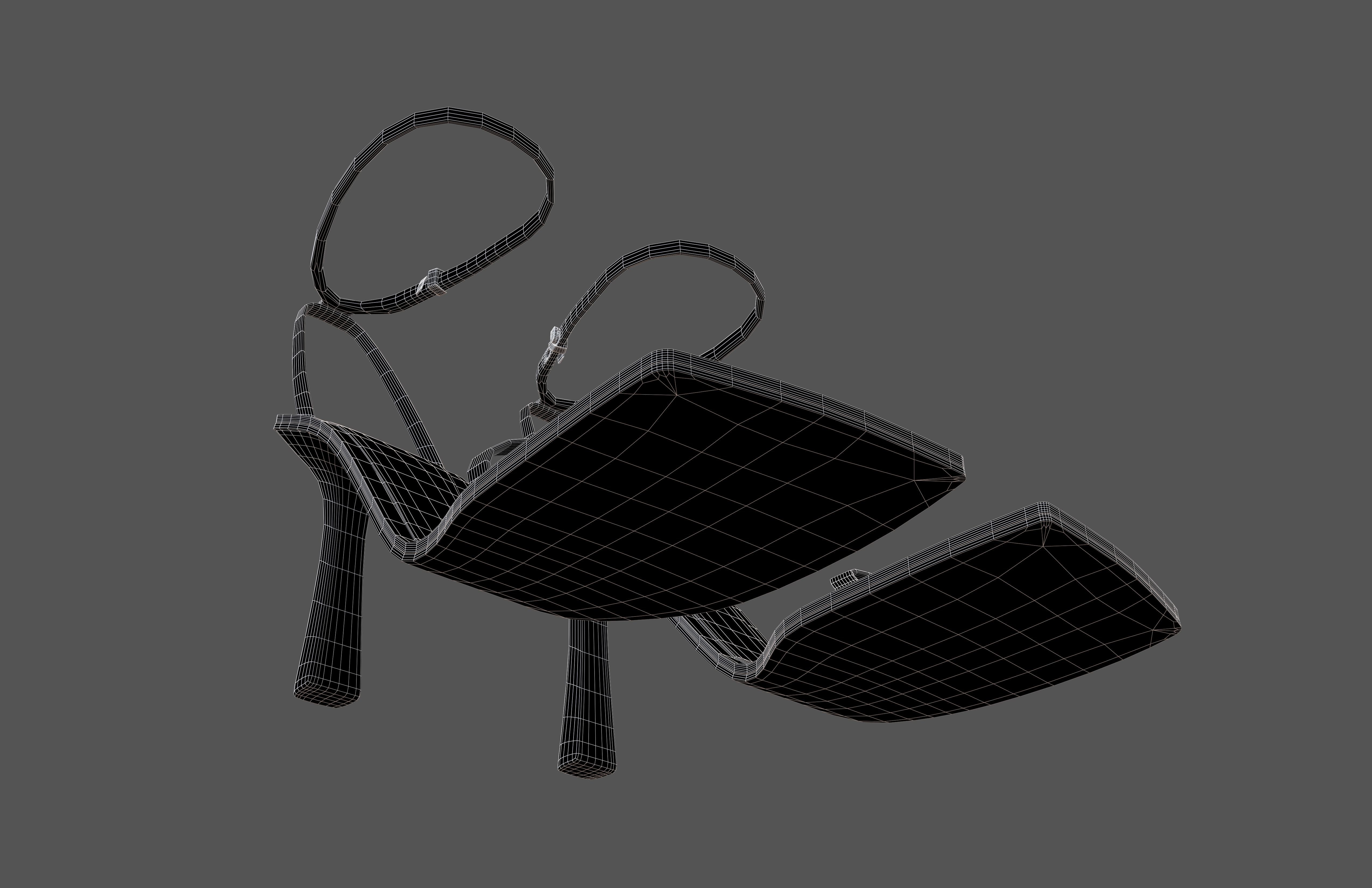Square Toe Leather Sandals v1 005 Low-poly 3D model_7