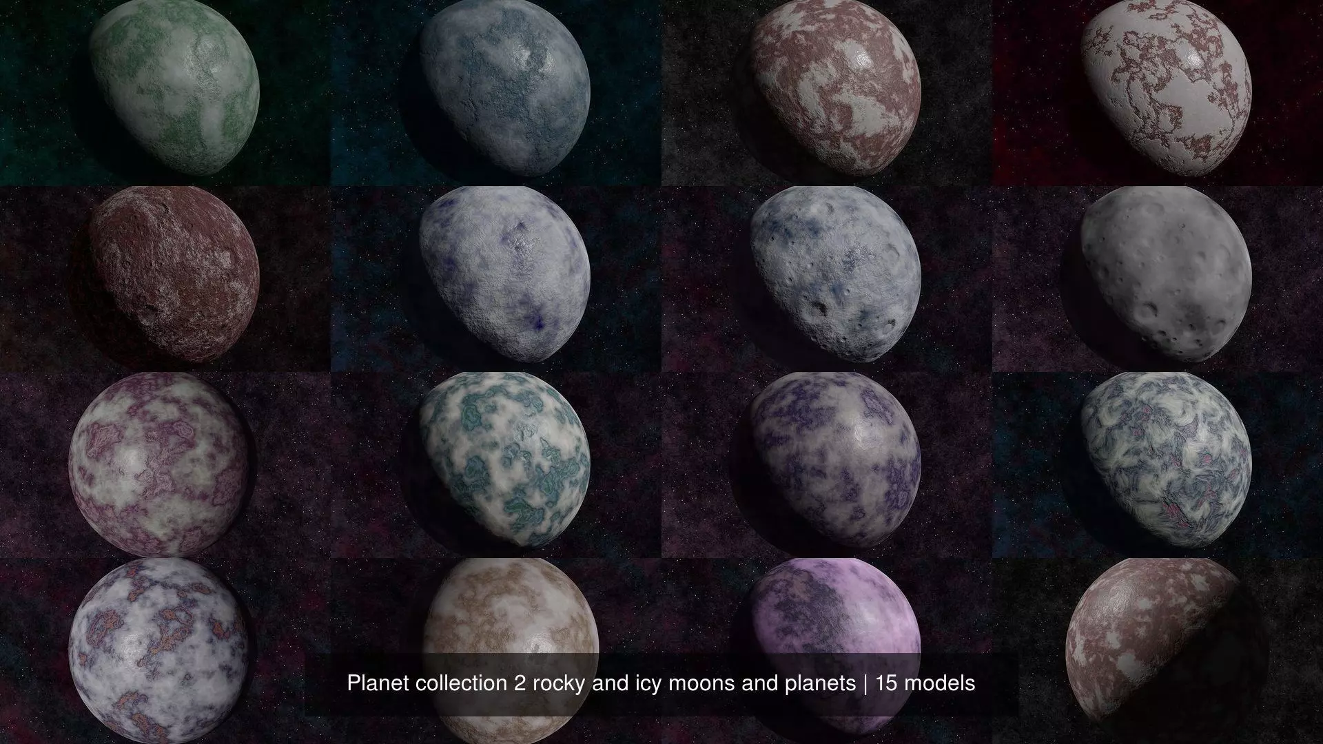 Planet collection 2 rocky and icy moons and planets _2