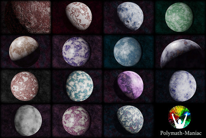 Planet collection 2 rocky and icy moons and planets 