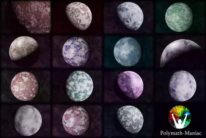 Planet collection 2 rocky and icy moons and planets 