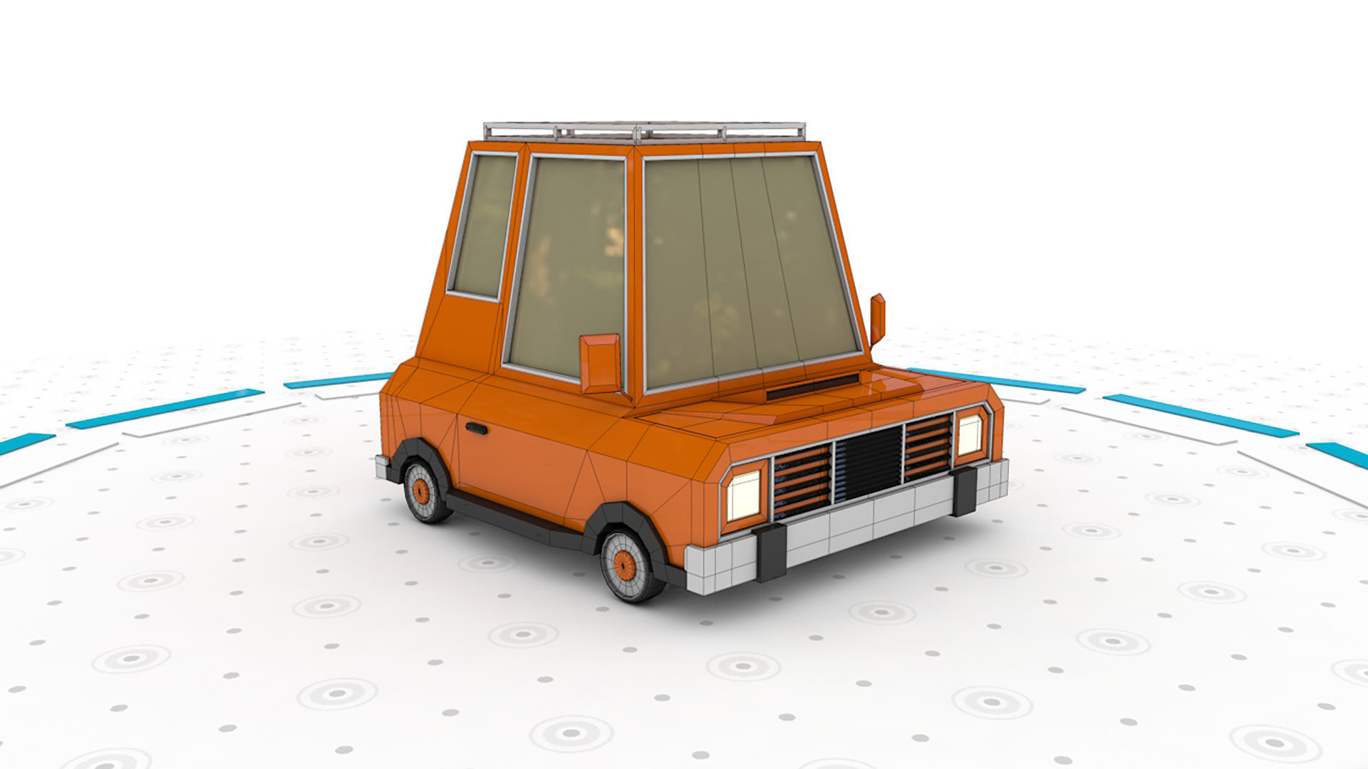 Orange J - Low poly cartoon car 3D model_1