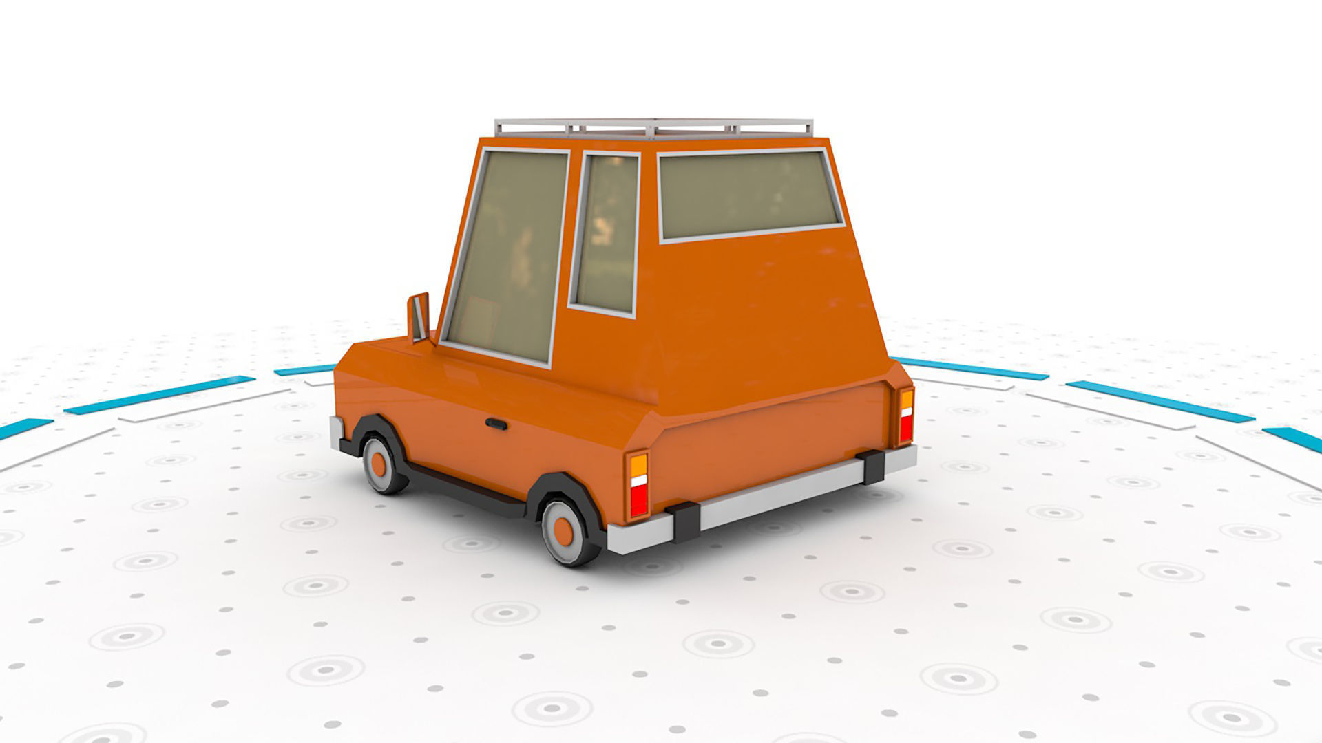 Orange J - Low poly cartoon car 3D model_3