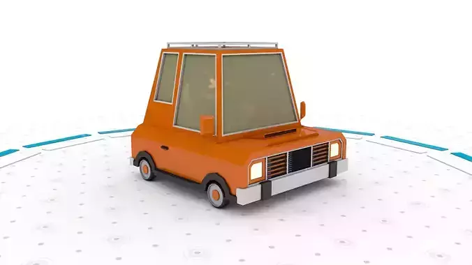 Orange J - Low poly cartoon car