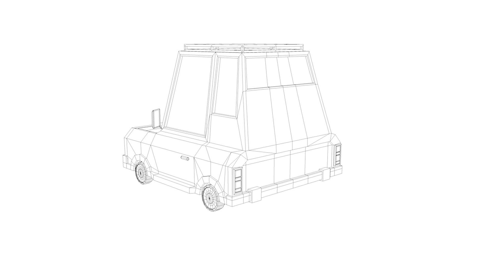 Orange J - Low poly cartoon car 3D model_5