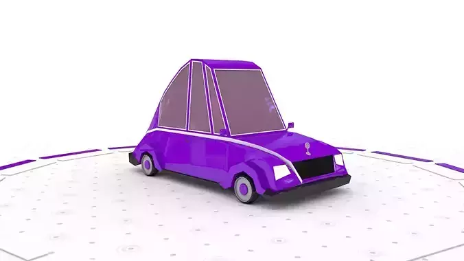 Purple - Low poly cartoon car