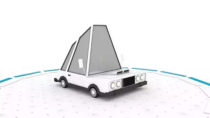 Mr White Long - Low poly cartoon car