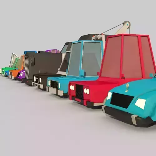 Low poly cartoon cars collection