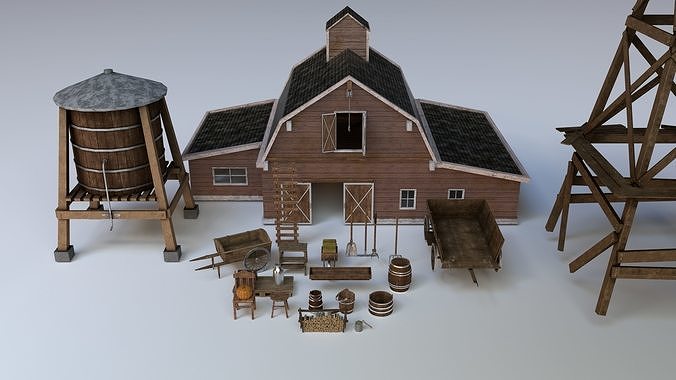 Farm Assets Low-poly 3D model