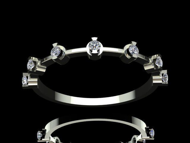 Luxury Half Round Diamond Golden Ring 3D print model_4