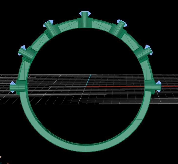 Luxury Half Round Diamond Golden Ring 3D print model_8