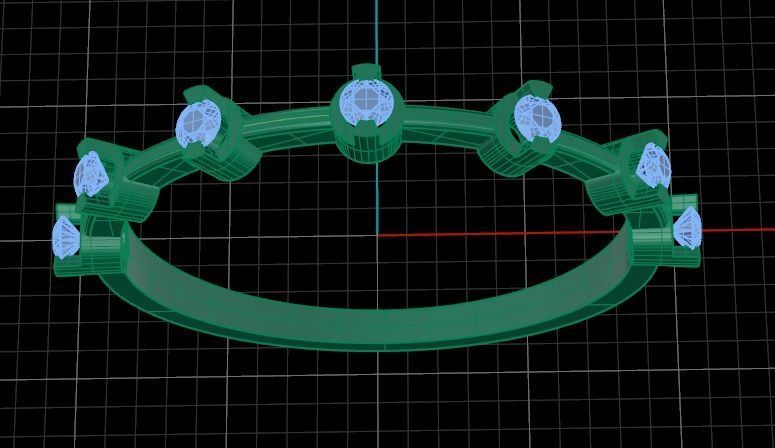 Luxury Half Round Diamond Golden Ring 3D print model_6