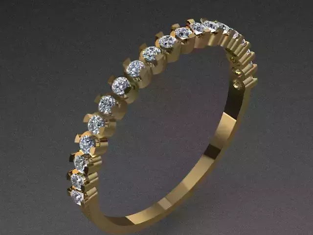 Luxury Half Round Diamond Golden Ring