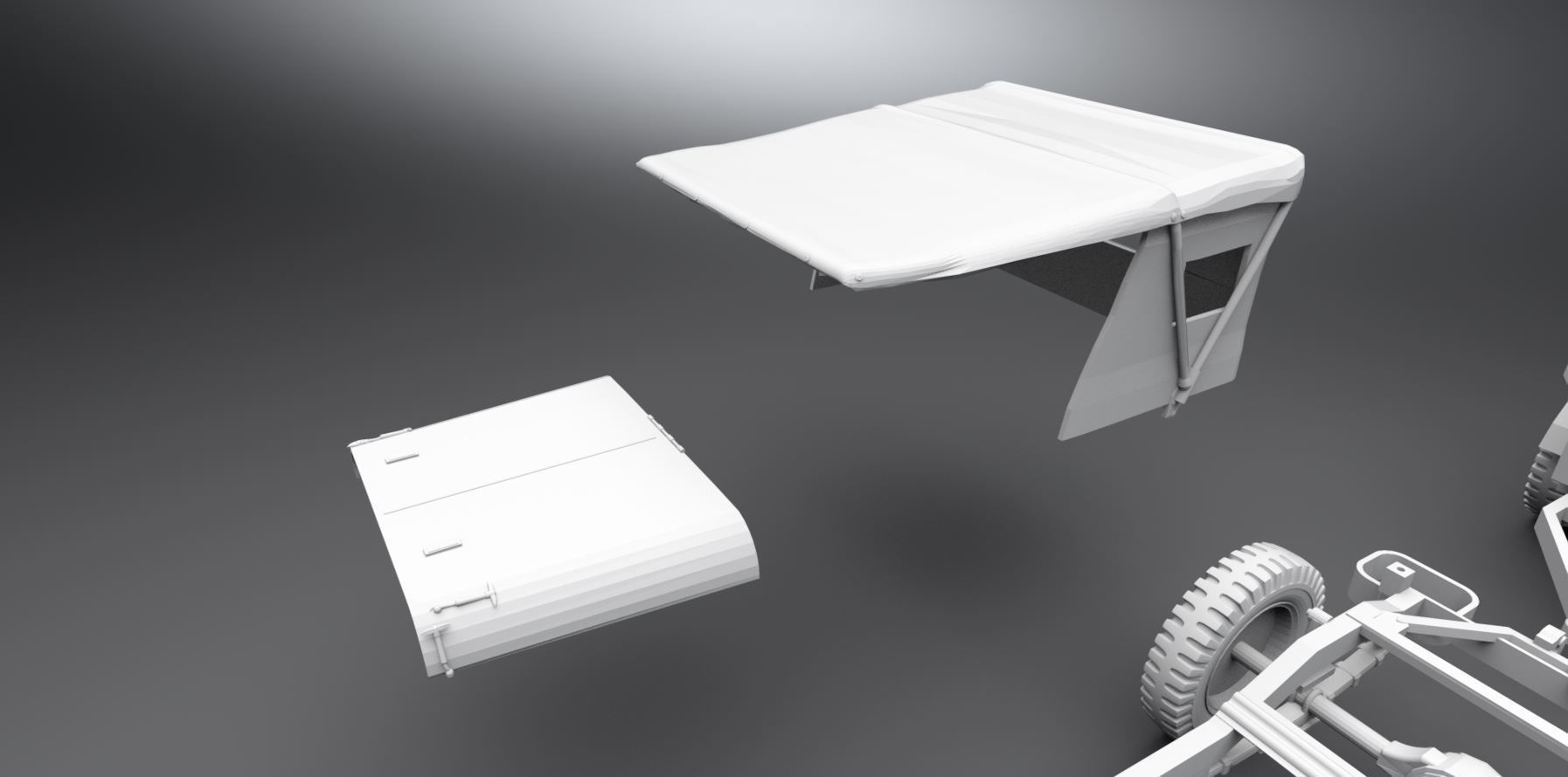 Jeep Willys With Cart 3D print model_8