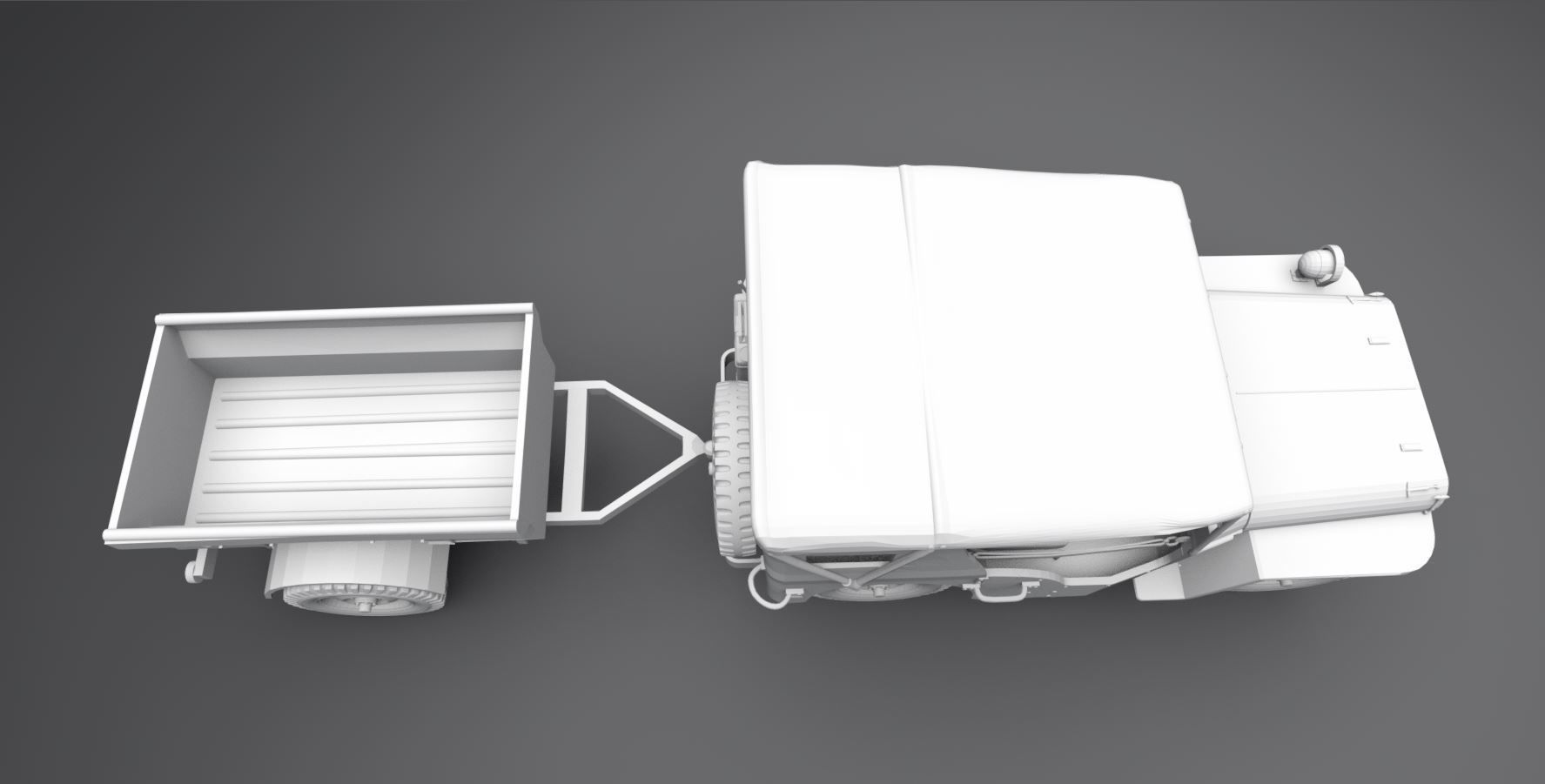 Jeep Willys With Cart 3D print model_4