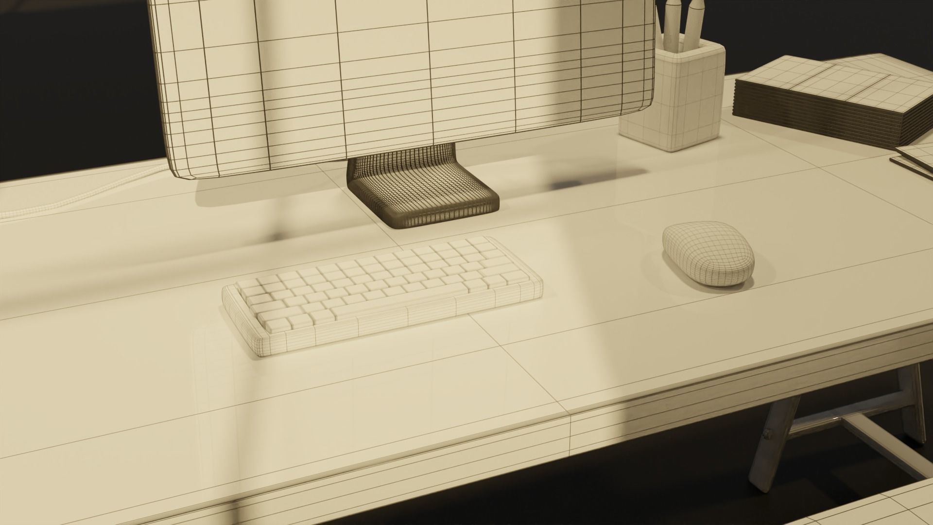 Office desk low poly 3d model Low-poly 3D model_7