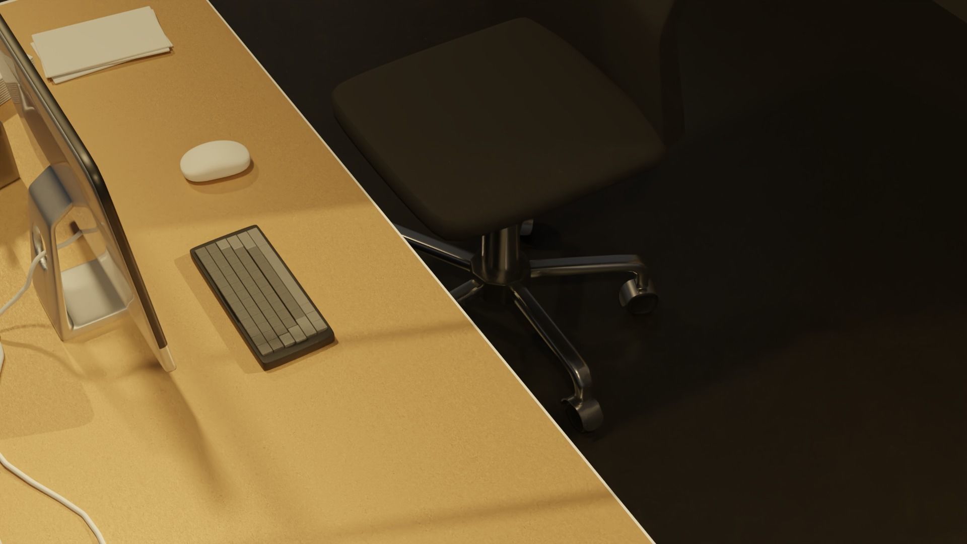 Office desk low poly 3d model Low-poly 3D model_2